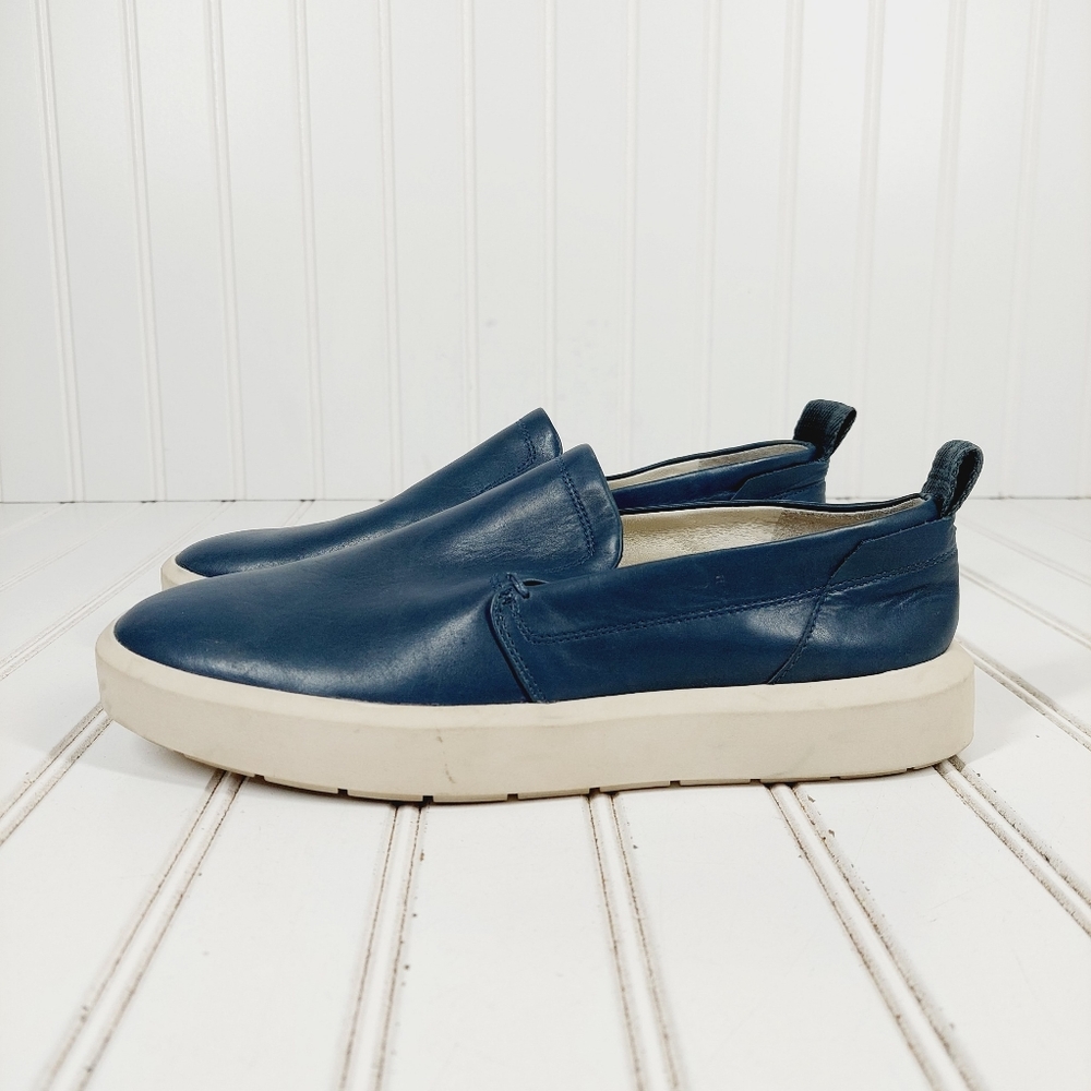 Franco Sarto Prato Women's Slip On Platform Navy Blue Leather Sneakers, 6.5